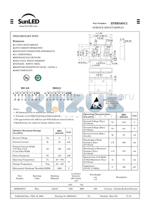 ZFBBA05C2 datasheet - SURFACE MOUNT DISPLAY