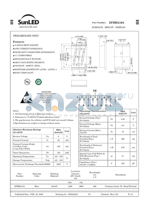 ZFBBA10A datasheet - SURFACE MOUNT DISPLAY