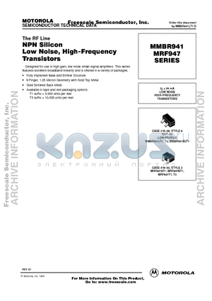 MMBR941 datasheet - NPN Silicon Low Noise, High-Frequency Transistors