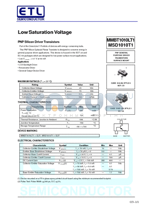MMBT1010 datasheet - Low Saturation Voltage