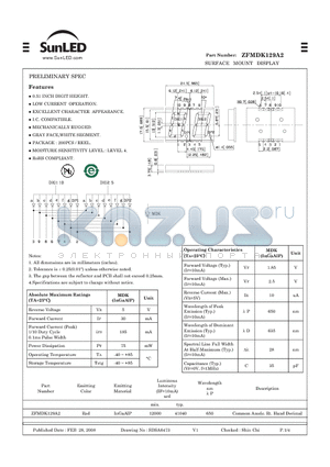 ZFMDK129A2 datasheet - SURFACE MOUNT DISPLAY