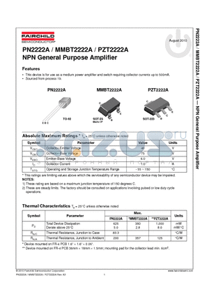 MMBT2222A datasheet - NPN General Purpose Amplifier