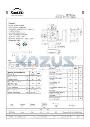 ZFMG05A datasheet - SURFACE MOUNT DISPLAY