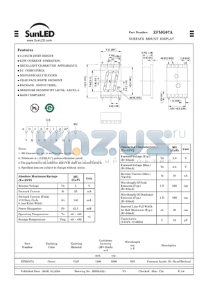 ZFMG07A datasheet - SURFACE MOUNT DISPLAY