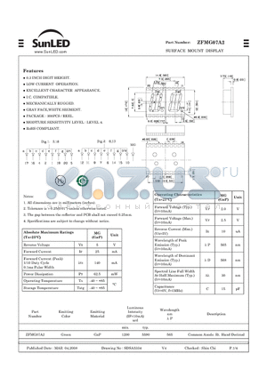 ZFMG07A2 datasheet - SURFACE MOUNT DISPLAY