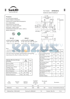 ZFMG05C2 datasheet - SURFACE MOUNT DISPLAY