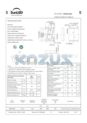 ZFMG129A datasheet - SURFACE MOUNT DISPLAY PRELIMINARY SPEC