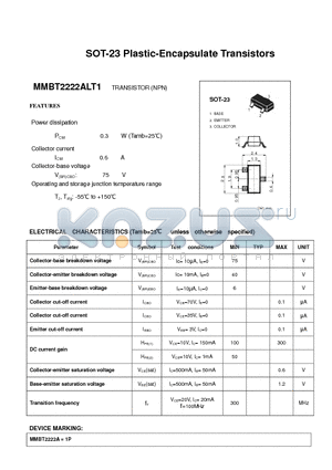 MMBT2222ALT1 datasheet - SOT-23 Plastic-Encapsulate Transistors