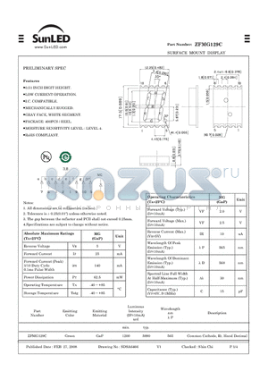 ZFMG129C datasheet - SURFACE MOUNT DISPLAY PRELIMINARY SPEC