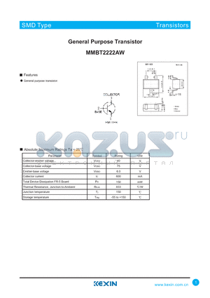 MMBT2222AW datasheet - General Purpose Transistor