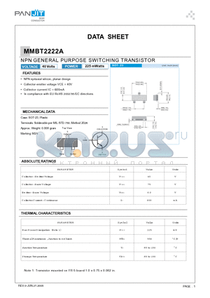 MMBT2222A_05 datasheet - NPN GENERAL PURPOSE SWITCHING TRANSISTOR