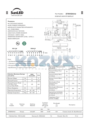 ZFMOK05A2 datasheet - SURFACE MOUNT DISPLAY