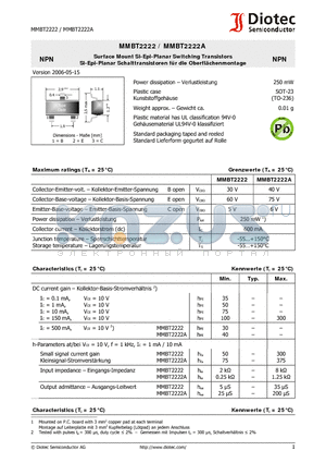 MMBT2222_07 datasheet - Surface Mount Si-Epi-Planar Switching Transistors