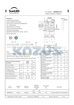 ZFMOK10C2 datasheet - SURFACE MOUNT DISPLAY