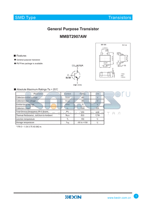 MMBT2907AW datasheet - General Purpose Transistor