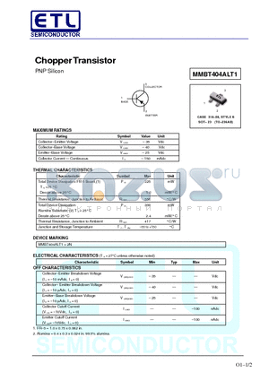 MMBT404ALT1 datasheet - Chopper Transistor