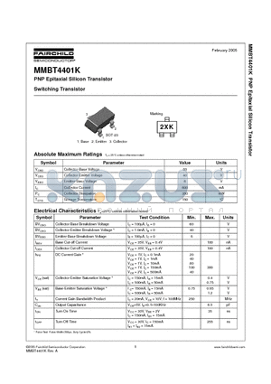 MMBT4401K datasheet - PNP Epitaxial Silicon Transistor