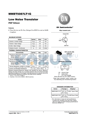MMBT5087LT3G datasheet - Low Noise Transistor
