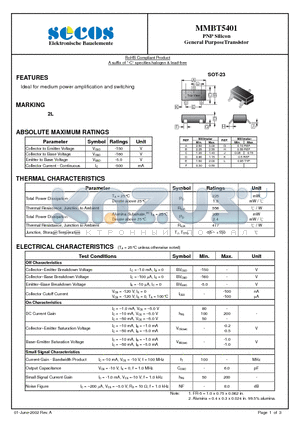 MMBT5401 datasheet - General PurposeTransistor