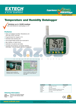 RH300-CAL datasheet - Temperature and Humidity Datalogger