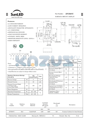 ZFUR07C datasheet - SURFACE MOUNT DISPLAY