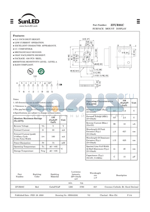 ZFUR05C datasheet - SURFACE MOUNT DISPLAY