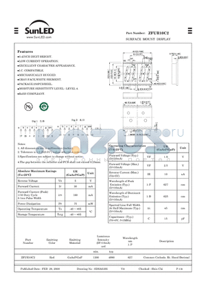 ZFUR10C2 datasheet - SURFACE MOUNT DISPLAY