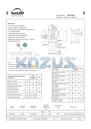 ZFUY05A datasheet - SURFACE MOUNT DISPLAY