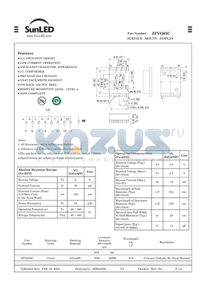 ZFVG05C datasheet - SURFACE MOUNT DISPLAY