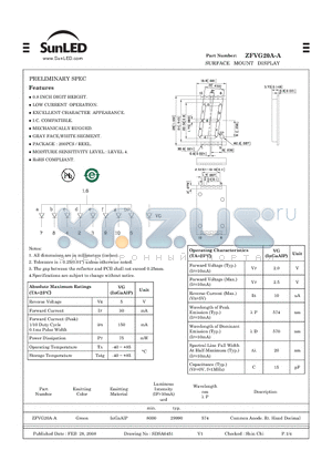 ZFVG20A-A datasheet - SURFACE MOUNT DISPLAY