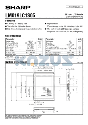 LM019LC1S05 datasheet - GF color LCD Module