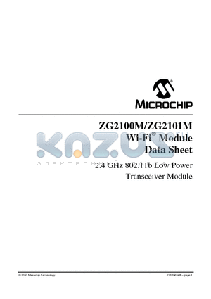 ZG2100M datasheet - 2.4 GHz 802.11b Low Power Transceiver Module