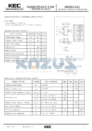 MMBTA55 datasheet - EPITAXIAL PLANAR PNP TRANSISTOR (AUDIO FREQUENCY AMPLIFIER)