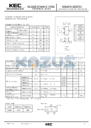 MMBTA63 datasheet - EPITAXIAL PLANAR PNP TRANSISTOR (GENERAL PURPOSE DARLING TON TRANSISTOR)