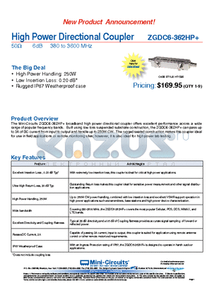 ZGDC6-362HP+ datasheet - High Power Directional Coupler