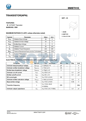 MMBTH10 datasheet - TRANSISTOR(NPN)