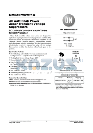 MMBZ27VCWT1G datasheet - 40 Watt Peak Power Zener Transient Voltage Suppressors