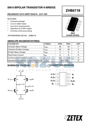 ZHB6718 datasheet - BIPOLAR TRANSISTOR H-BRIDGE