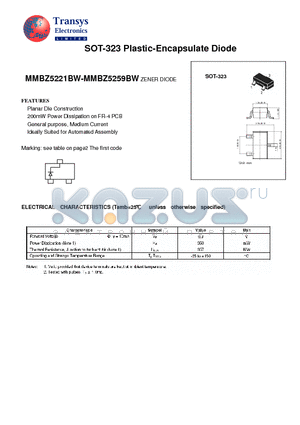 MMBZ5221BW datasheet - ZENER DIODE