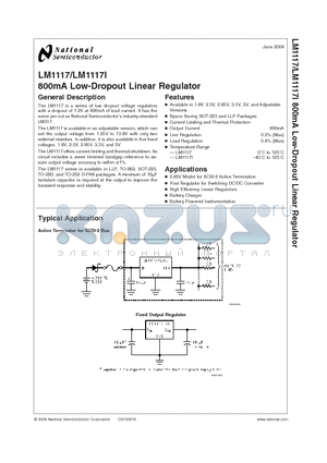 LM1117IDT-3.3 datasheet - 800mA Low-Dropout Linear Regulator