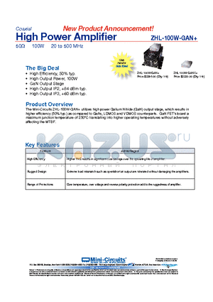 ZHL-100W-GAN+ datasheet - High Power Amplifier