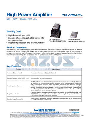 ZHL-30W-262 datasheet - Power Splitter/Combiner