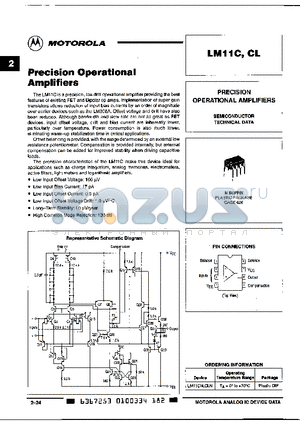 LM11CN datasheet - Precision Operational Amplifiers