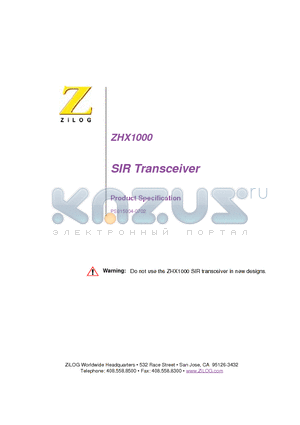 ZHX1000 datasheet - SIR Transceiver
