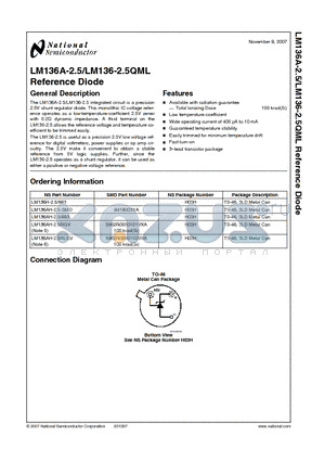 LM136AH-2.5/883 datasheet - Reference Diode