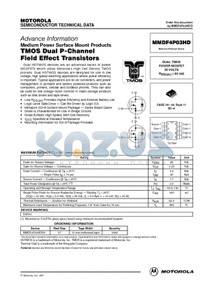 MMDF4P03HD datasheet - DUAL TMOS POWER MOSFET 30 VOLTS