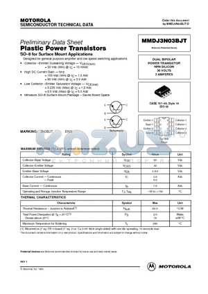 MMDJ3N03BJT datasheet - DUAL BIPOLAR POWER TRANSISTOR NPN SILICON 30 VOLTS 3 AMPERES