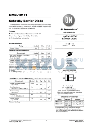 MMDL101T1G datasheet - Schottky Barrier Diode