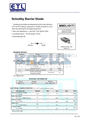 MMDL101T1 datasheet - Schottky Barrier Diode