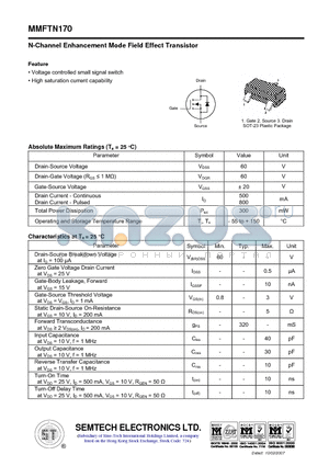 MMFTN170 datasheet - N-Channel Enhancement Mode Field Effect Transistor